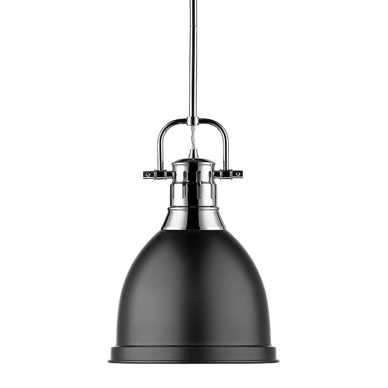 Image 2 Duncan 8 3/4" Wide Chrome Mini Pendant w/ Matte Black Shade more views