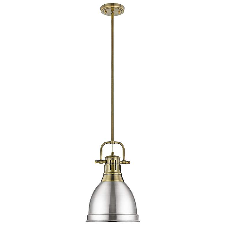 Image 1 Duncan 9" Wide Aged Brass and Pewter Mini Pendant