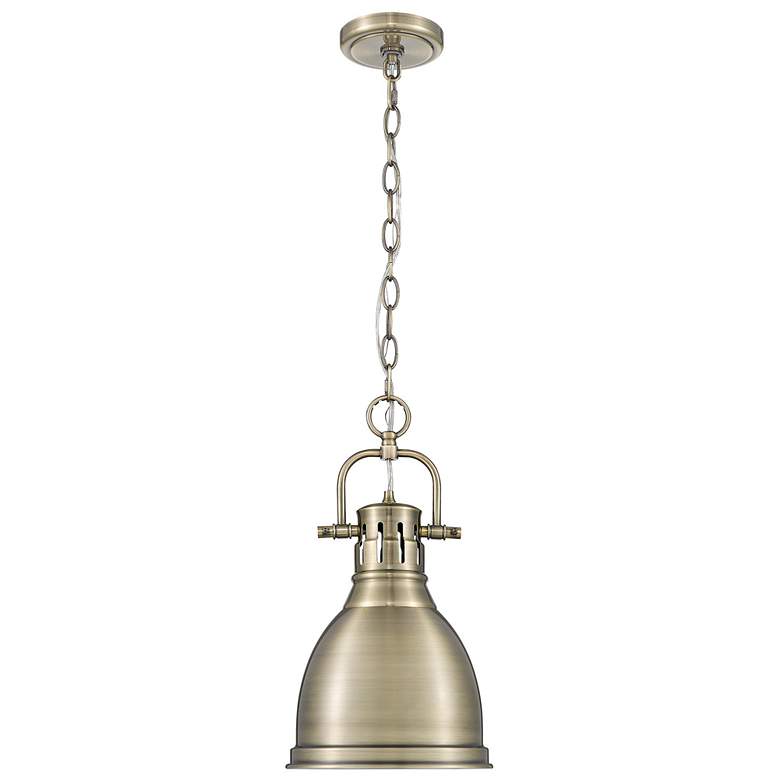 Image 1 Duncan 9" Wide Aged Brass Bell Mini Pendant