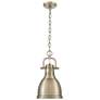 Duncan 9" Wide Aged Brass Bell Mini Pendant