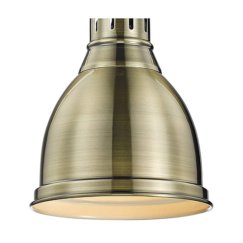 Image 3 Duncan 9" Wide Aged Brass Modern Industrial Mini-Pendant with Rod more views