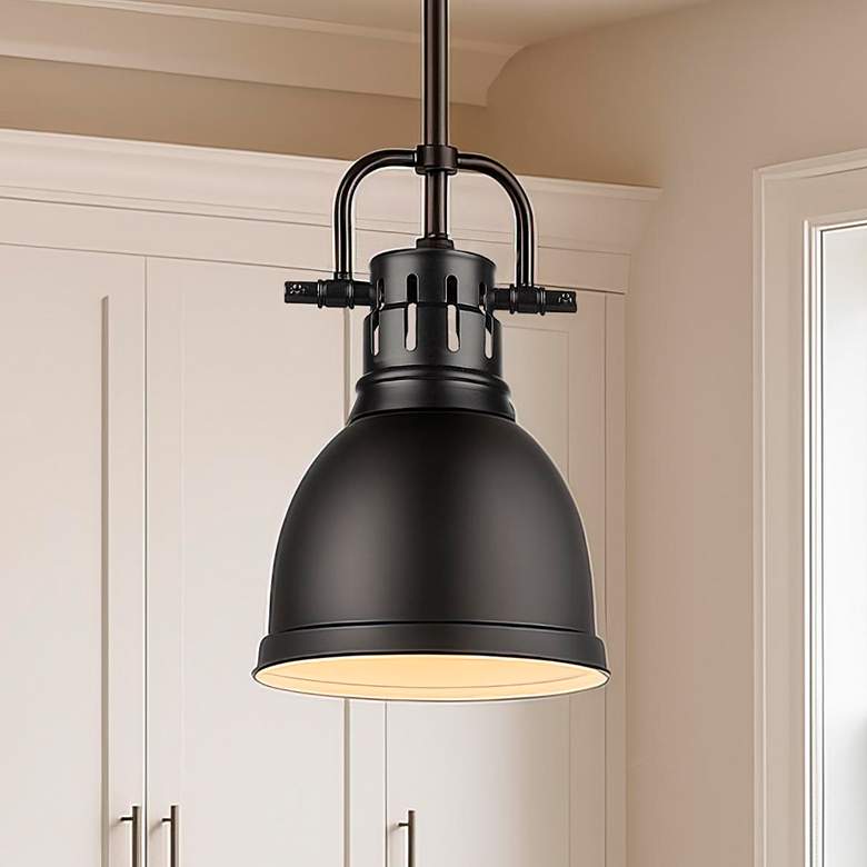 Image 1 Duncan 9" Wide Black Dome Mini Pendant