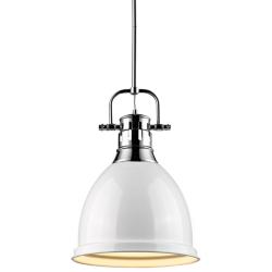 Duncan 9&quot; Wide Chrome and White Mini Pendant with Rod