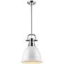 Duncan 9" Wide Chrome and White Mini Pendant with Rod