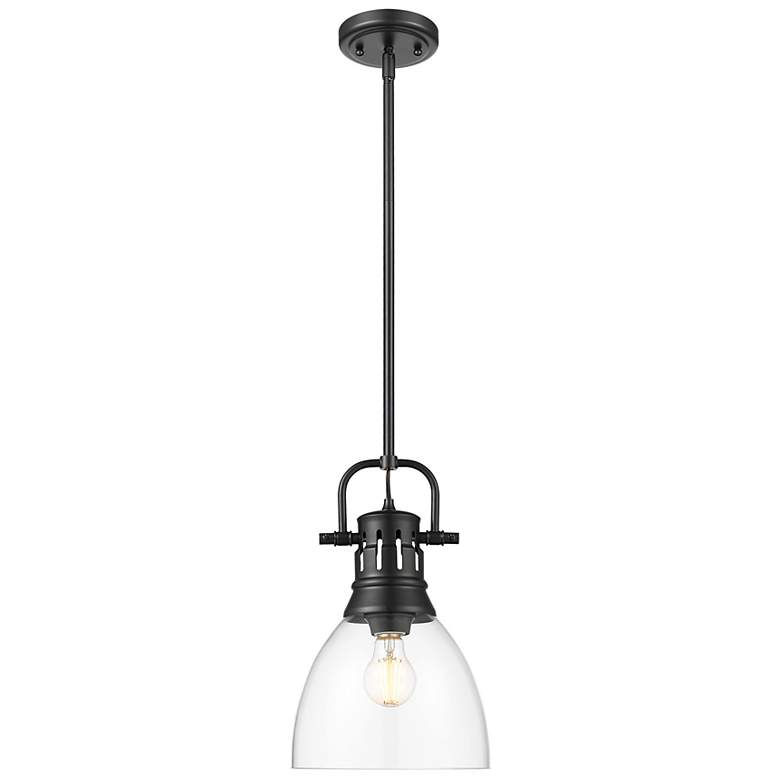 Image 1 Duncan 9" Wide Matte Black and Clear Glass Mini Pendant