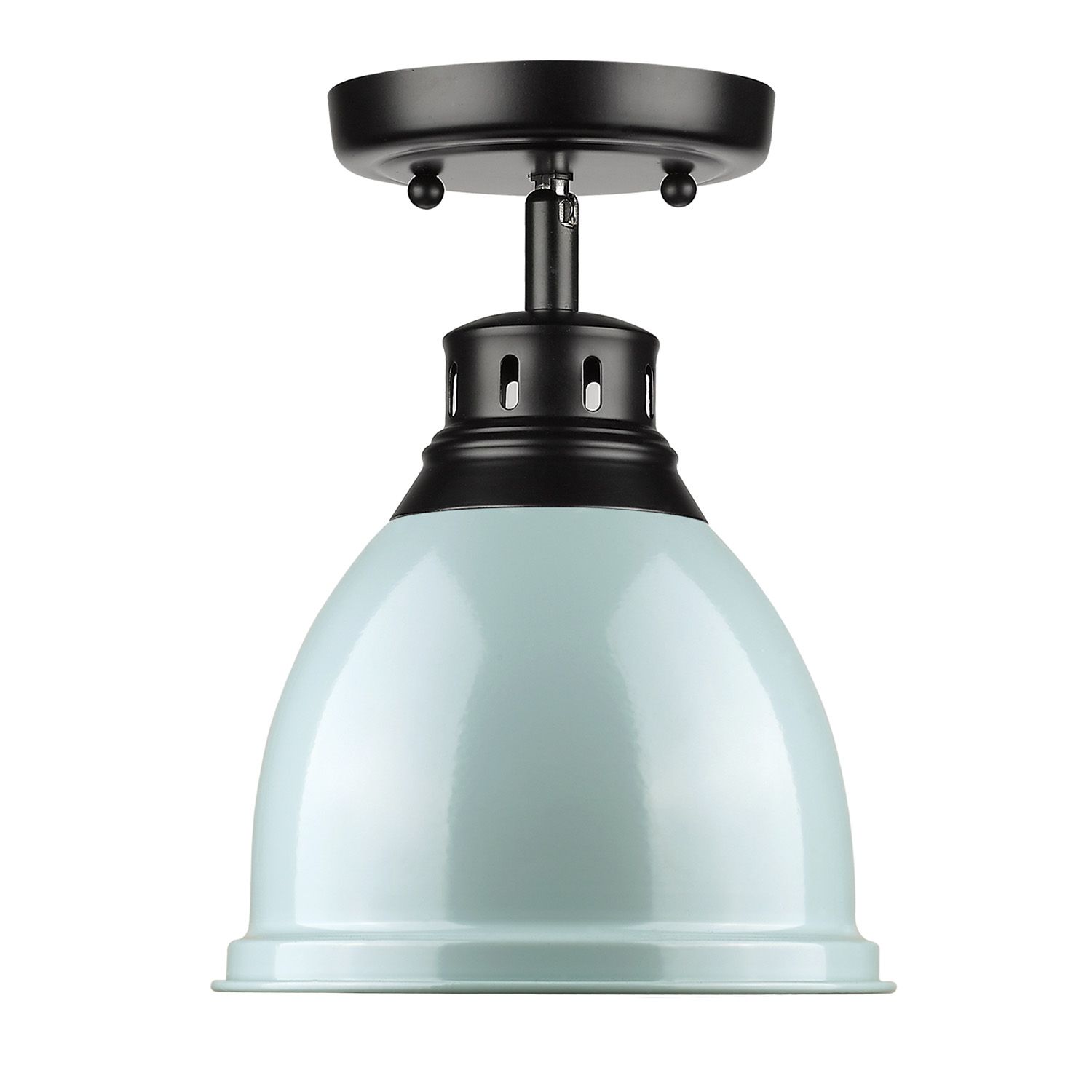 Image 2 Duncan 9" Wide Matte Black Ceiling Light with Seafoam Shade more views