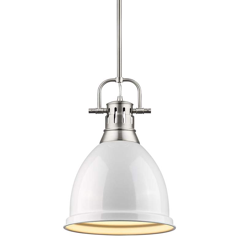Image 2 Duncan 9" Wide Pewter and White Mini Pendant with Rod