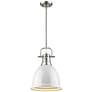 Duncan 9" Wide Pewter and White Mini Pendant with Rod