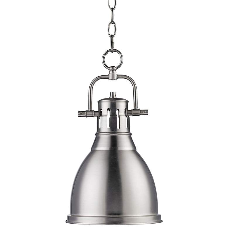 Image 2 Duncan 9" Wide Pewter Mini Pendant with Chain