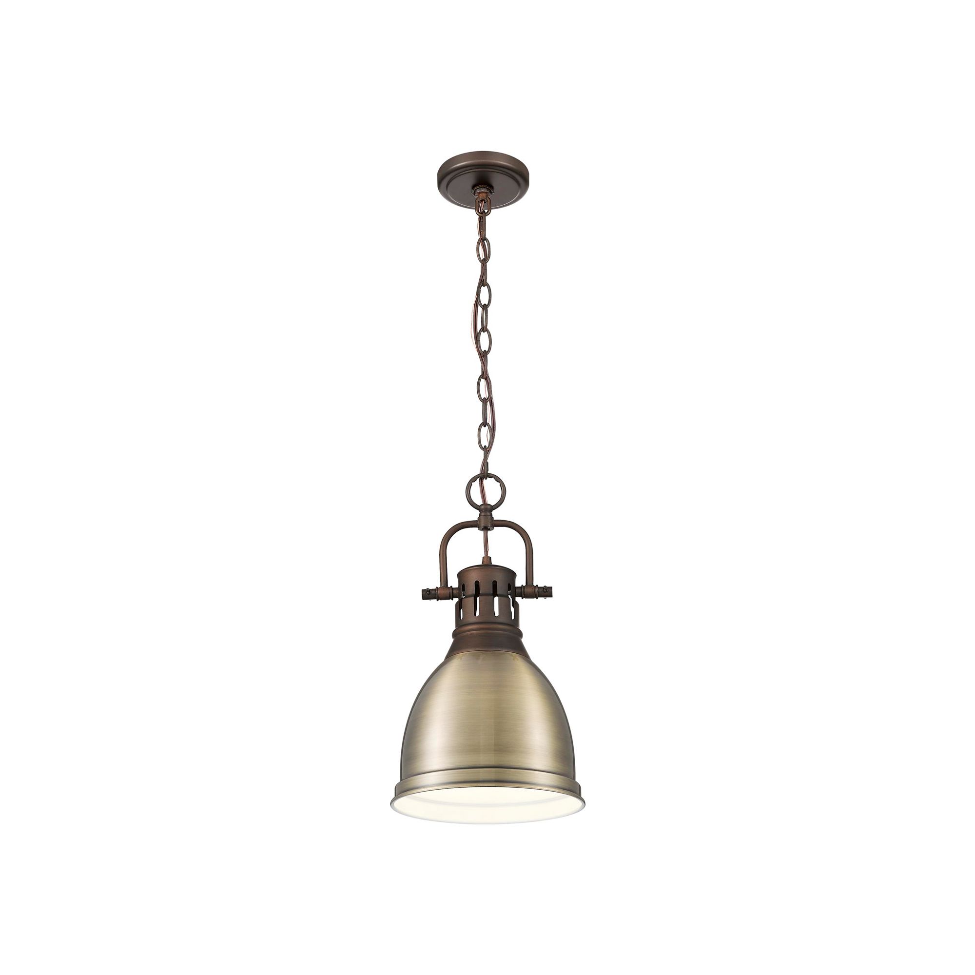 Image 2 Duncan 9" Wide Rubbed Bronze and Aged Brass Mini Pendant more views
