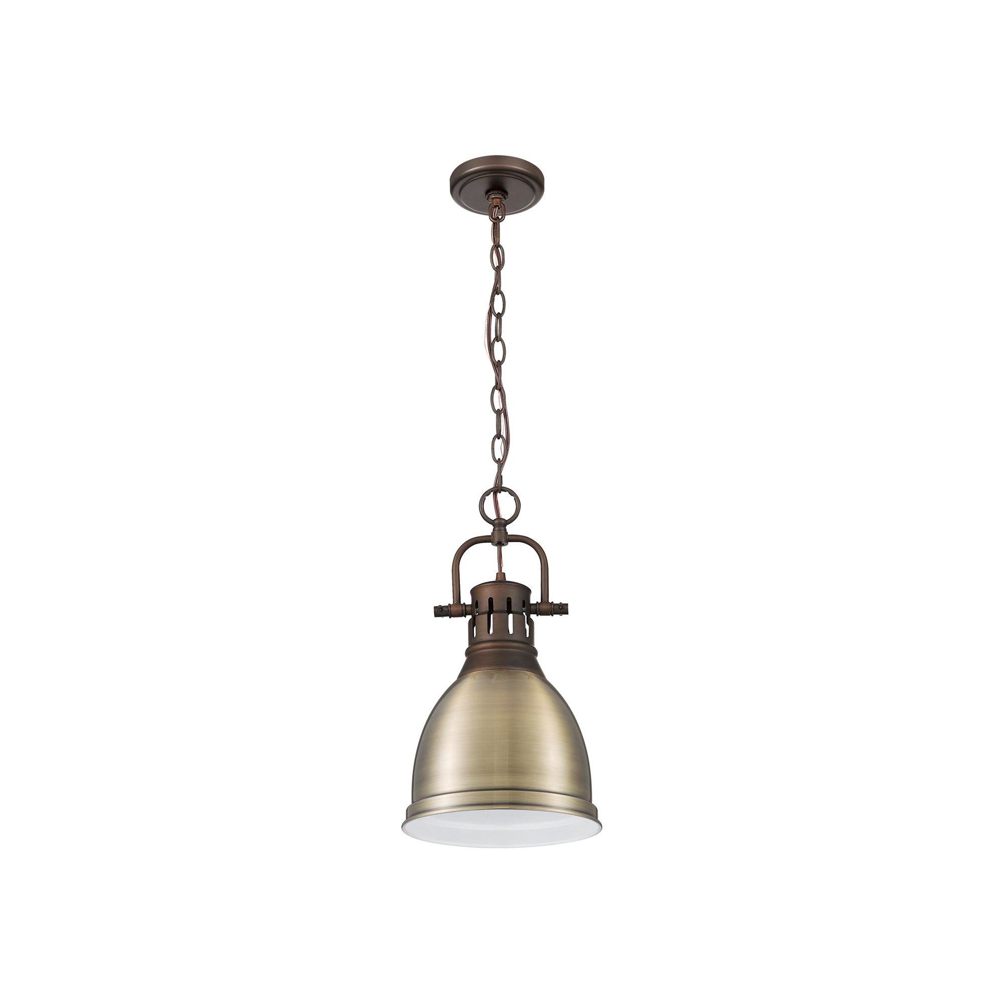 Image 3 Duncan 9" Wide Rubbed Bronze and Aged Brass Mini Pendant more views