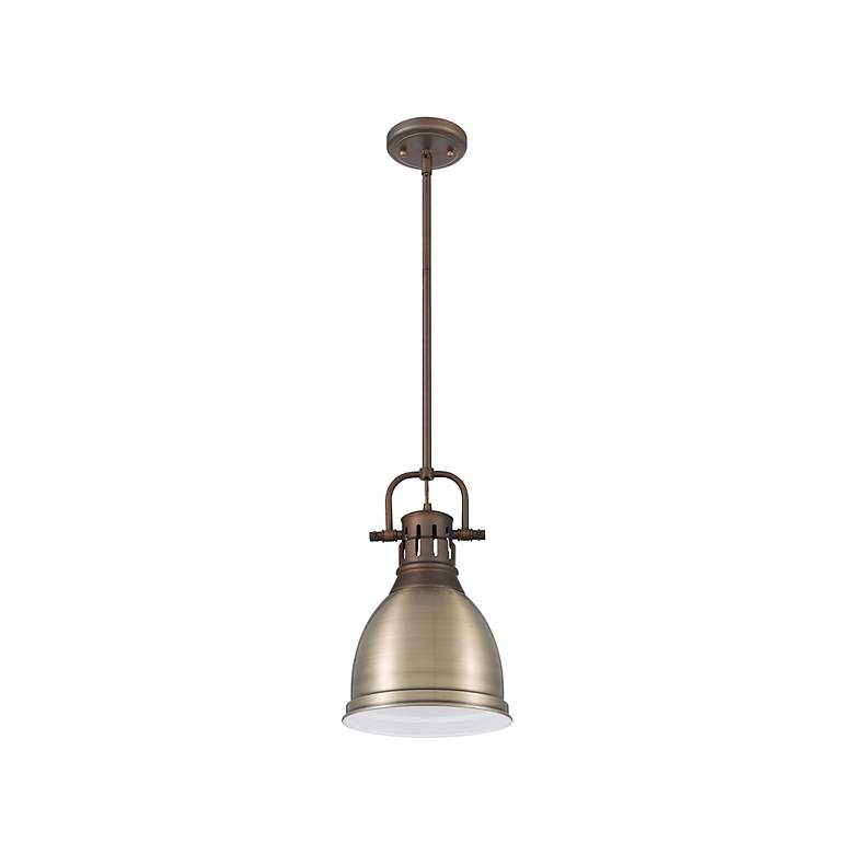 Image 3 Duncan 9" Wide Rubbed Bronze and Aged Brass Mini Pendant more views