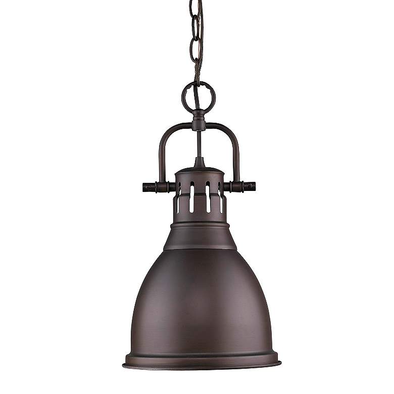 Image 3 Duncan 9" Wide Rubbed Bronze Bell Mini Pendant more views
