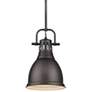 Duncan 9" Wide Rubbed Bronze Mini Pendant with Rod