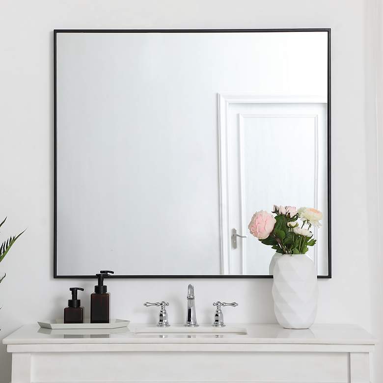 Image 2 Duncan Black Metal 36" x 40" Vanity Wall Mirror