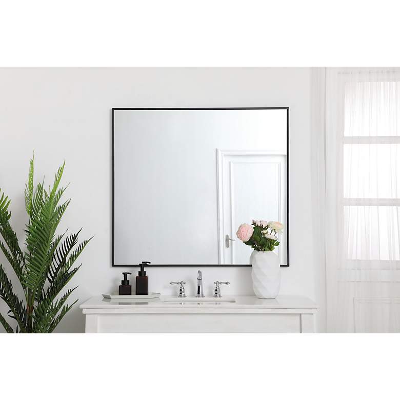 Image 7 Duncan Black Metal 36" x 40" Vanity Wall Mirror more views