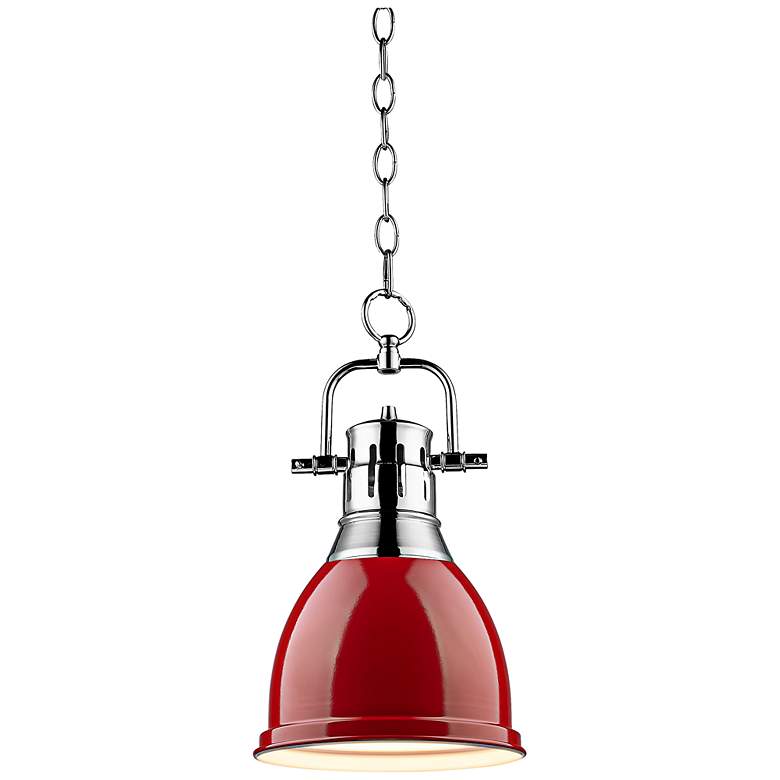 Image 2 Duncan Chrome 9 inch Wide Contemporary Red Mini Pendant