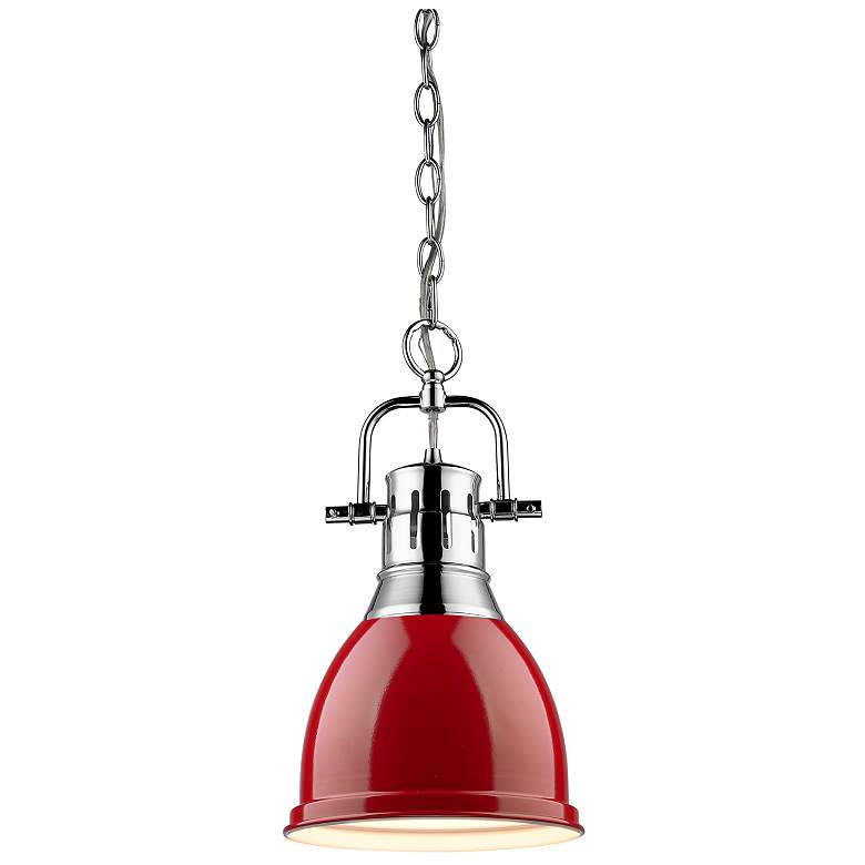 Image 2 Duncan Chrome 9" Wide Contemporary Red Mini Pendant
