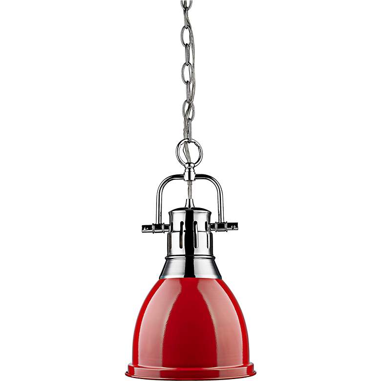 Image 3 Duncan Chrome 9 inch Wide Contemporary Red Mini Pendant more views
