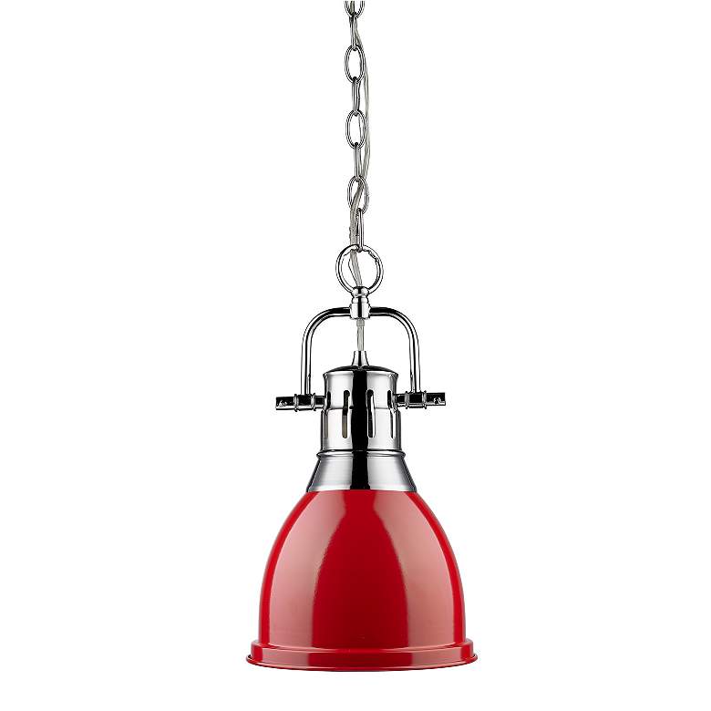 Image 3 Duncan Chrome 9" Wide Contemporary Red Mini Pendant more views