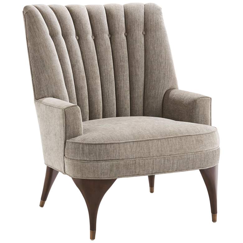 Image 1 Duncan Pale Gray Woven Silversmith Fabric Tufted Armchair