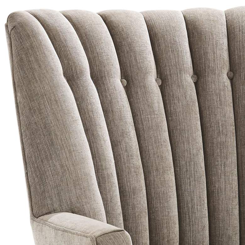 Image 2 Duncan Pale Gray Woven Silversmith Fabric Tufted Armchair more views
