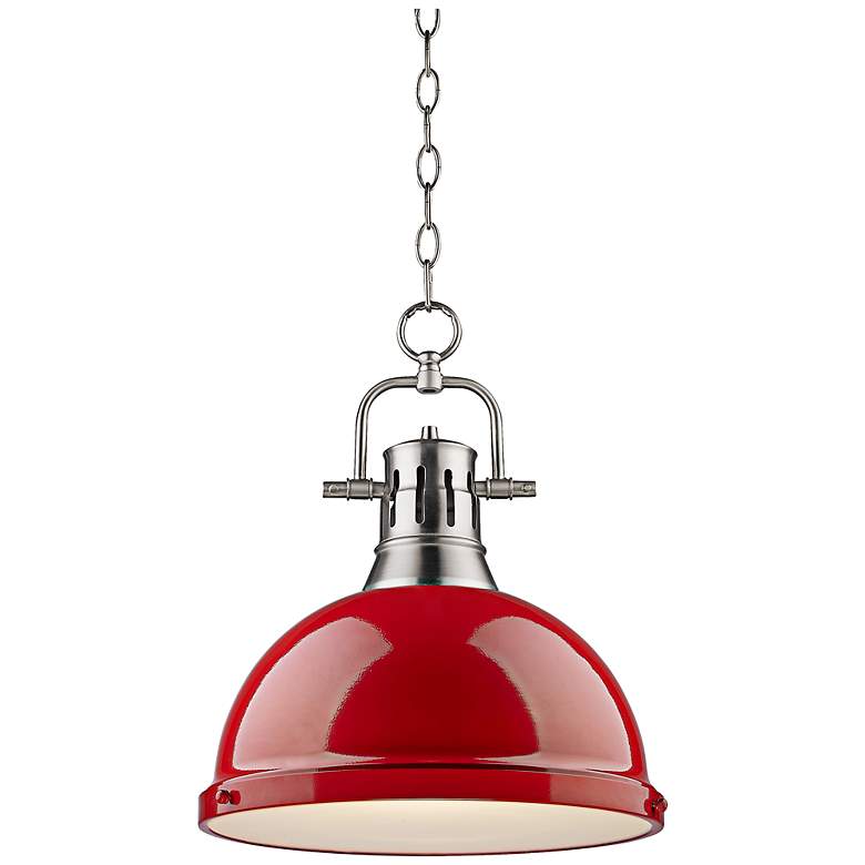 Image 2 Duncan Pewter 14 inch Wide Contemporary Red Pendant Light