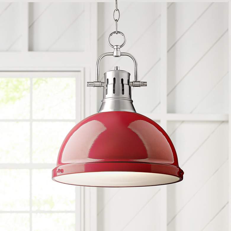 Image 1 Duncan Pewter 14 inch Wide Contemporary Red Pendant Light