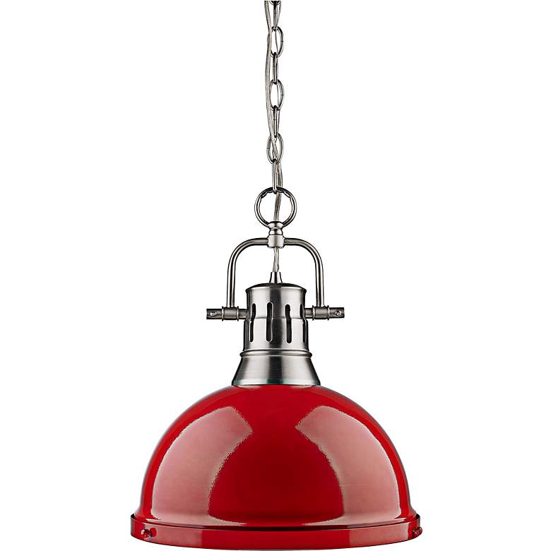 Image 3 Duncan Pewter 14" Wide Contemporary Red Pendant Light more views