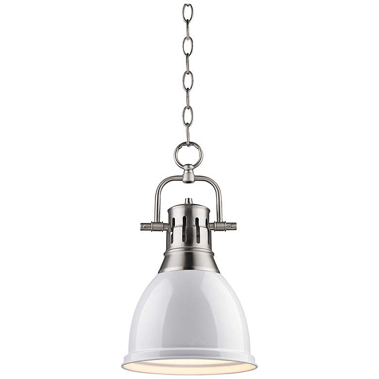 Image 2 Duncan Pewter 9 inch Wide Contemporary White Mini Pendant