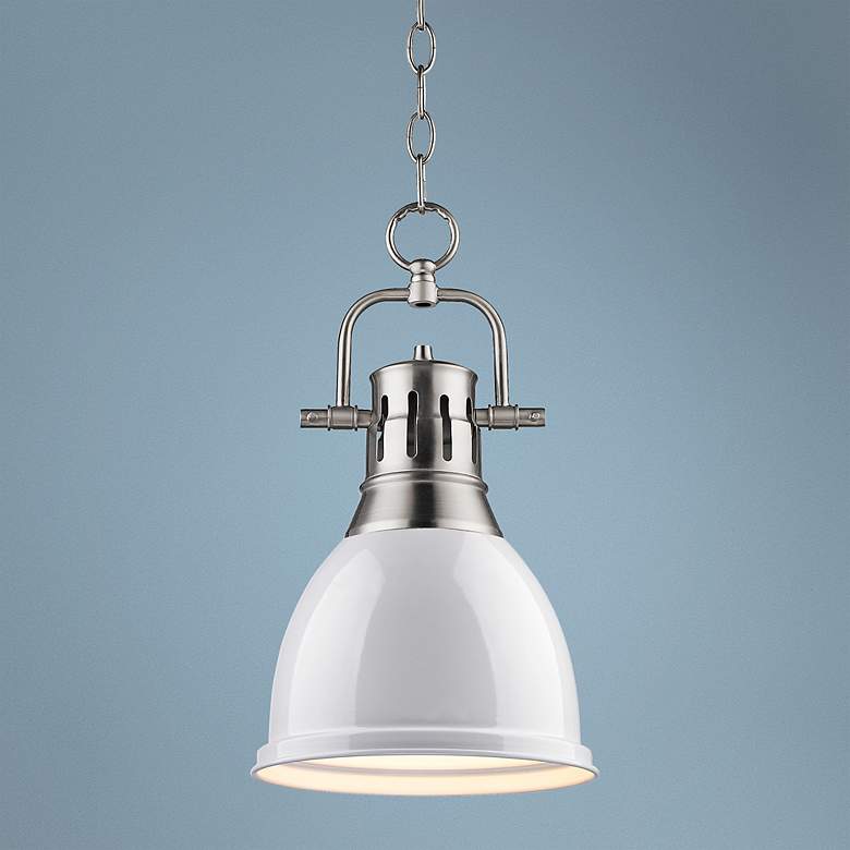 Image 1 Duncan Pewter 9" Wide Contemporary White Mini Pendant