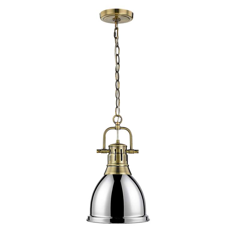 Image 2 Duncan Small Pendant with Chain in Aged Brass with Chrome more views