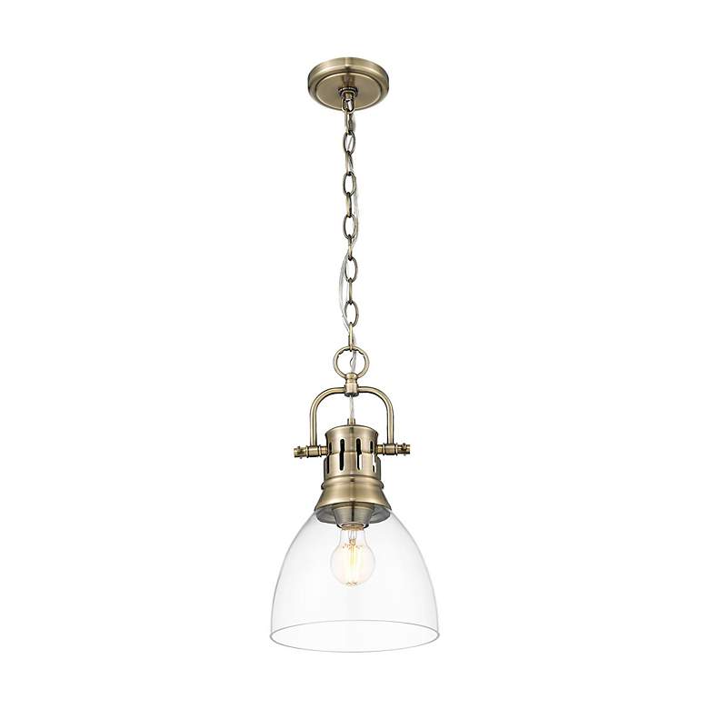 Image 3 Duncan Small Pendant with Chain in Aged Brass with Clear Glass more views