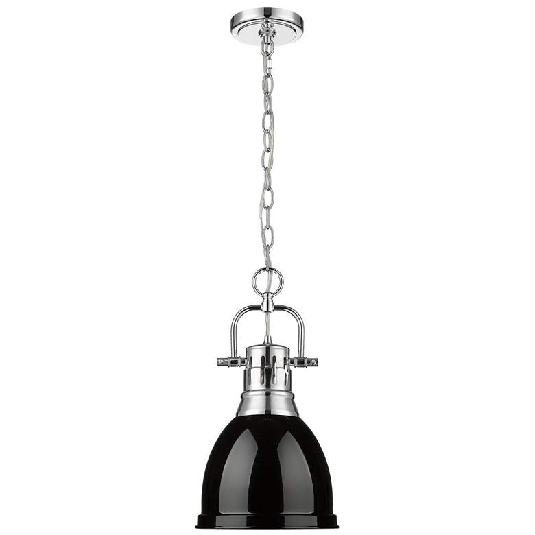 Image 1 Duncan Small Pendant with Chain in Chrome with Black