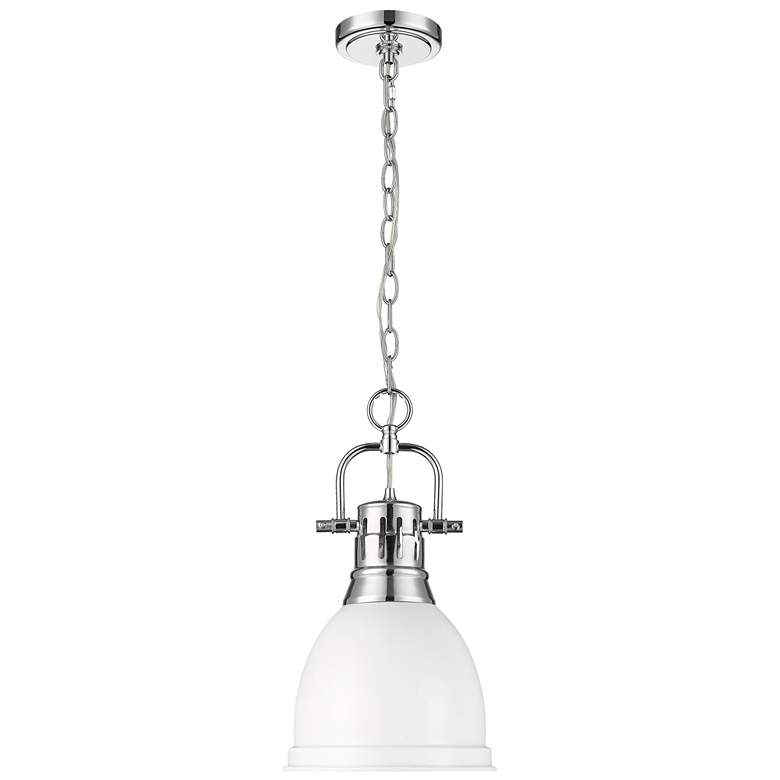Image 1 Duncan Small Pendant with Chain in Chrome with Matte White