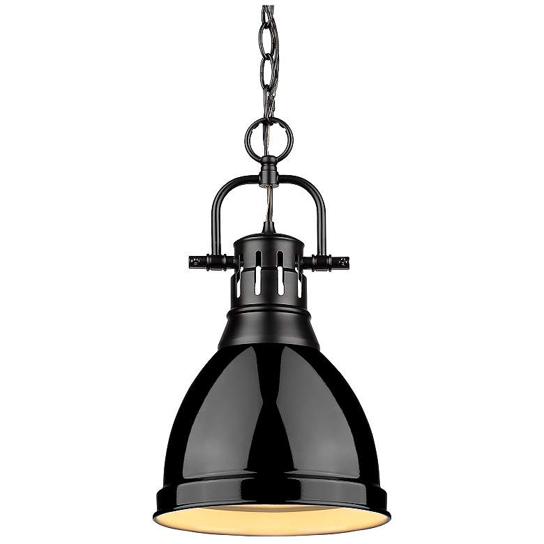 Image 1 Duncan Small Pendant with Chain in Matte Black with Black