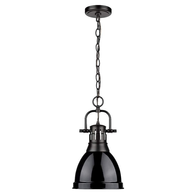 Image 2 Duncan Small Pendant with Chain in Matte Black with Black more views
