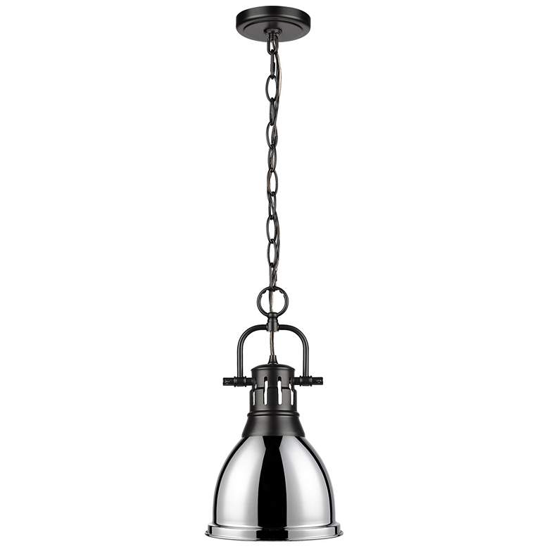 Image 1 Duncan Small Pendant with Chain in Matte Black with Chrome