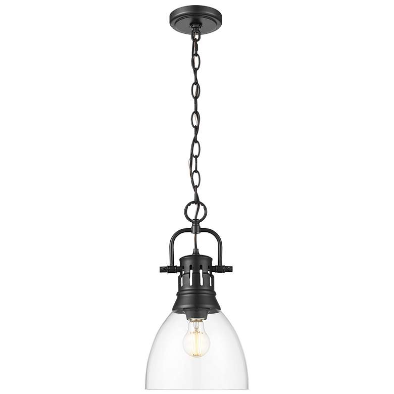Image 1 Duncan Small Pendant with Chain in Matte Black with Clear Glass