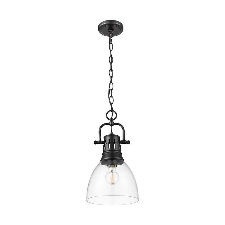 Image 2 Duncan Small Pendant with Chain in Matte Black with Clear Glass more views