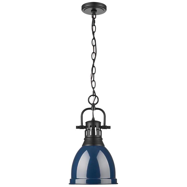 Image 1 Duncan Small Pendant with Chain in Matte Black with Matte Navy