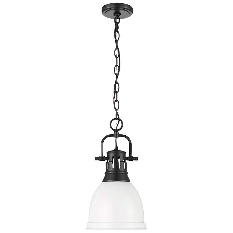 Image 1 Duncan Small Pendant with Chain in Matte Black with Matte White