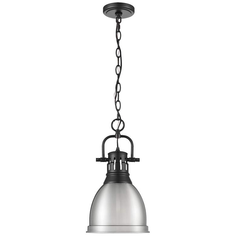 Image 1 Duncan Small Pendant with Chain in Matte Black with Pewter