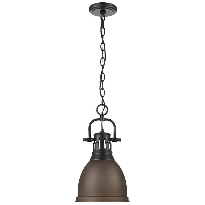 Image 1 Duncan Small Pendant with Chain in Matte Black with Rubbed Bronze