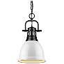 Duncan Small Pendant with Chain in Matte Black with White