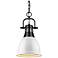 Duncan Small Pendant with Chain in Matte Black with White