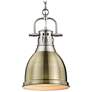 1_Duncan Small Pendant with Chain in Pewter with Aged Brass