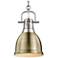Duncan Small Pendant with Chain in Pewter with Aged Brass