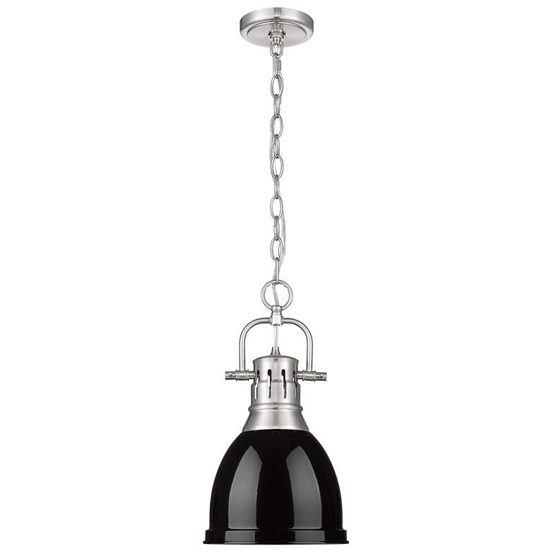 Image 1 Duncan Small Pendant with Chain in Pewter with Black