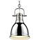 Duncan Small Pendant with Chain in Pewter with Chrome